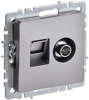 Розетка RJ45+TV Оконечная без рамки IEK Brite РТВ/РК12-БрС 2-м. сталь картинка